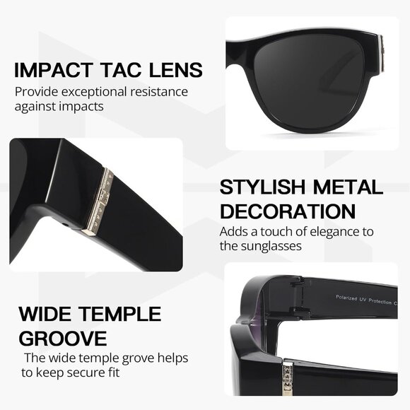 2 Pack Polarized Fit Over Glasses Sunglasses Women UV Protection Outdoor - Picture 7 of 8